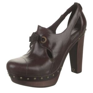 UGG Women's Dark Brown Leather Mules with Studded Details